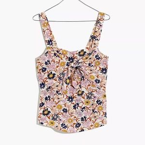 Madewell Silk Tie-front Cami Top in Wildflower Garden